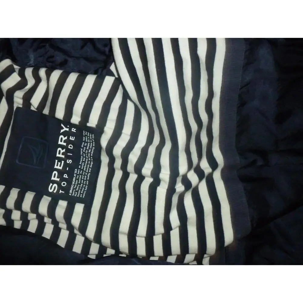 Sperry Top Sider Waxed Look rare Navy Coat Jacket Windbreaker Womens S Small - Picture 9 of 9